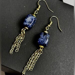 sodalite  Golden dangle Earrings